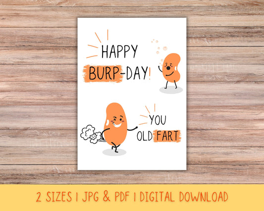 Printable Happy Burpday Birthday Card