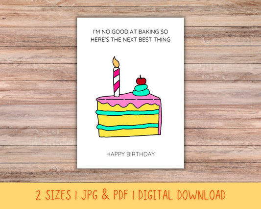 Printable Birthday Cake Birthday Card