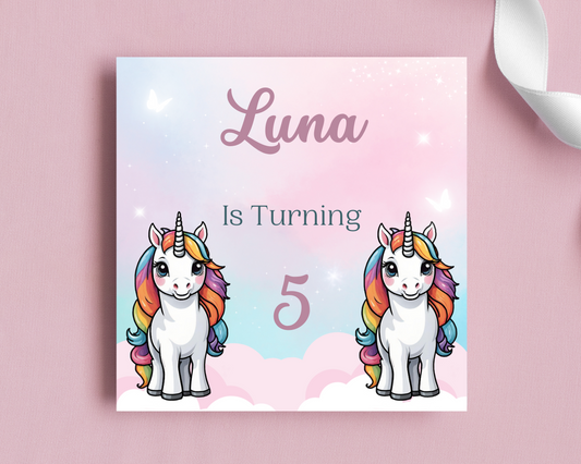 Personalised Unicorn Birthday Party Invitation